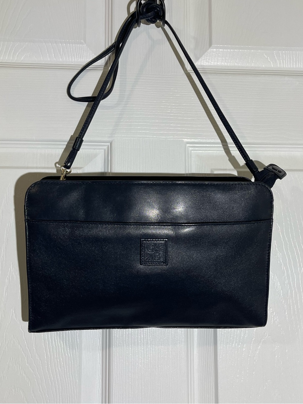 GIANI BERNINI Genuine Leather Navy Crossbody Shoulder Bag VTG - Picture 2 of 11
